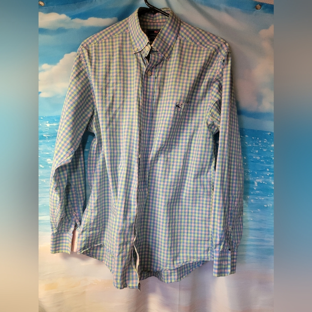 Vineyard Vines Mens Long Sleeve Button Down Gingham Tucker Shirt Size Medium